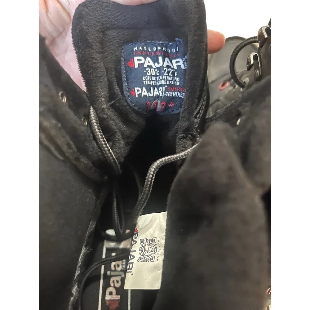 Pajar Canada Men's Winter Boots Black Waterproof Lace Up Side Zip Size 12